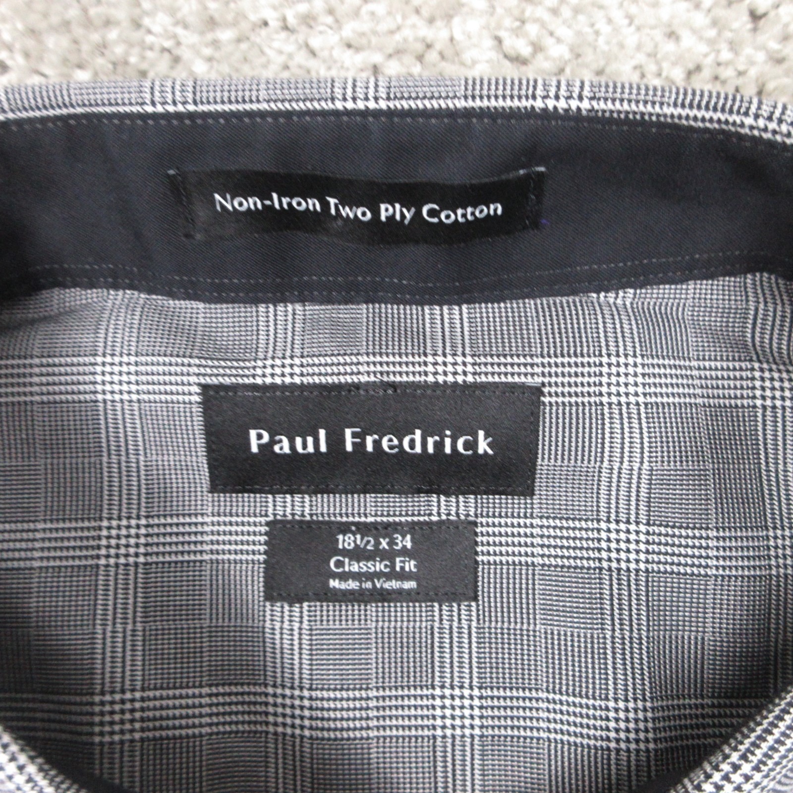 Paul Fredrick Shirt Mens 2xl 18.5 34 Gray Plaid Flip Cuff Dress Button Up New — image 3 of 8